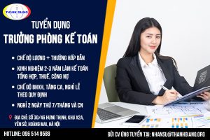 TUYỂN DỤNG TRƯỞNG PHÒNG KẾ TOÁN